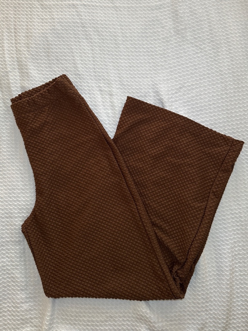 PrettyLittleThing Tan Textured Wide-Leg Trousers
